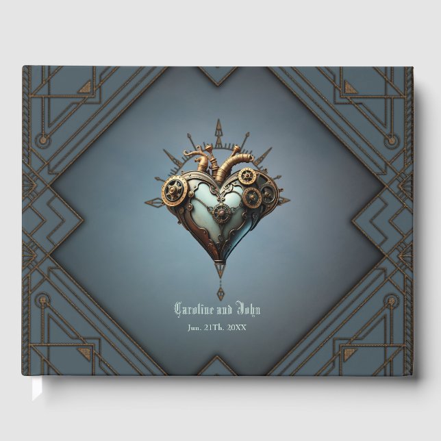 Livro De Visitas Coração steampunk fascinante (Frente)