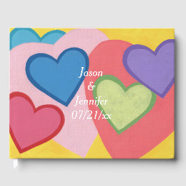 Livro De Visitas Corações Coloridos Guestbooks Personalizados