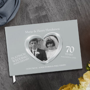 Livro De Visitas Corações da foto do casamento da platina do