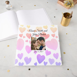 Livro De Visitas Corações Flutuantes em Aquarela (Personalizável)