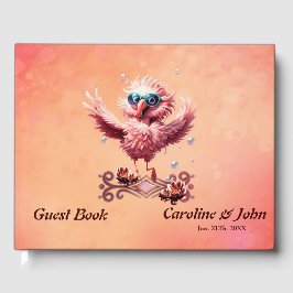 Livro De Visitas Coragem bonita do flamingo dando boas-vindas ao ve
