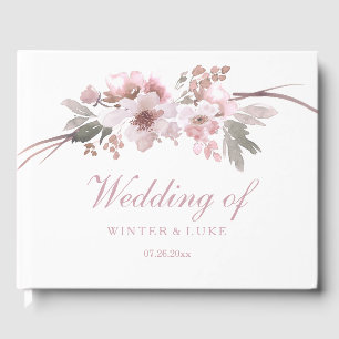Livro De Visitas Coram o rosa & o Guestbook floral cinzento do