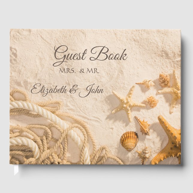 Livro De Visitas Cordão de Conchas de Areia Casamento (Frente)