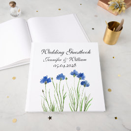 Livro De Visitas Cornflower Flores Selvagens Flores Watercolor Casa