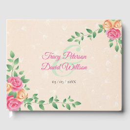 Livro De Visitas Coroa De Rosas Rosa E Amarelo