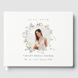 Livro De Visitas Coroa Floral Rústica de Prado Foto Chá de Noiva