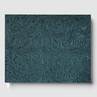 Livro De Visitas Couro Arrefecido Azul Teal (Faux)