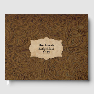 Livro De Visitas Couro Arrefecido (Faux) Rustic Brown Personalizado