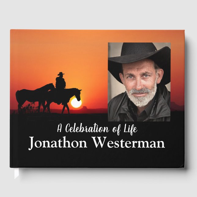 Livro De Visitas Cowboy cavalaria no Sunset Celebration of Life (Frente)