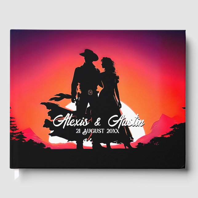 Livro De Visitas Cowboy e Cowgirl no Sundown Wedes (Frente)
