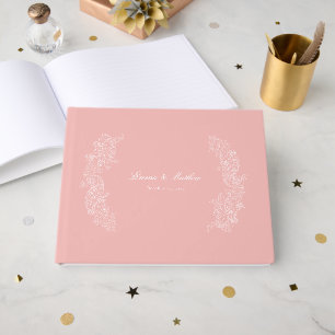 Livro De Visitas Crest de Monograma Rosa Victorian Blush