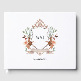 Livro De Visitas Crest Monograma Casamento Laurel Floresta Aquarela