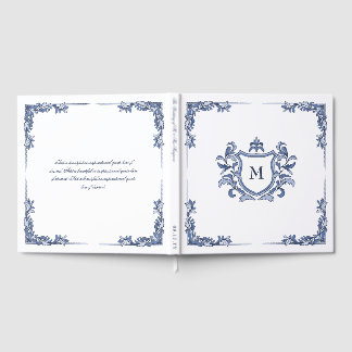 Livro De Visitas Crestas Monogramadas Vintage Desenhadas à Mão em A