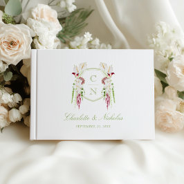 Livro De Visitas Crestas Monogramáticas Florais em Cascata para Cas