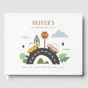 Livro De Visitas Crianças Cutas Caminhões De Automóveis Urbanos Qua