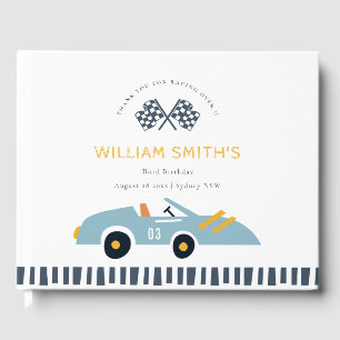 Livro De Visitas Crianças De Carro De Corrida Azul, Cute Elegante, 