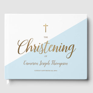 Livro De Visitas Criptografia de Bebê Elegante Azul