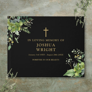 Livro De Visitas Cristianismo Verde Em Memória Funeral Amoroso