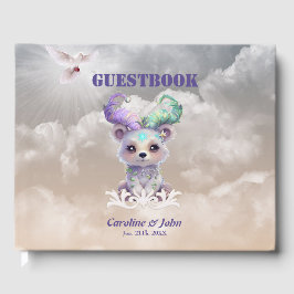 Livro De Visitas Cubo de urso mágico com brilho pastel.