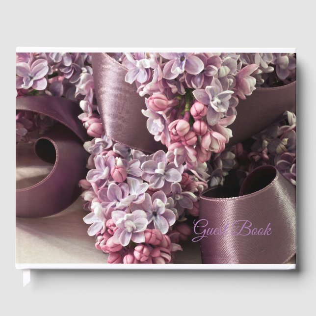 Livro De Visitas Curvas De Lilac E De Fita (Frente)