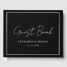 Livro De Visitas Custom Elegant and modern black white wedding