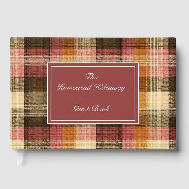 Livro De Visitas Custom Guest Book Gingham Style Vacation Rentals (Frente)