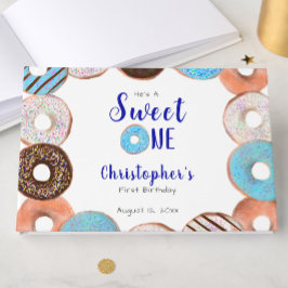 Livro De Visitas Custom Sweet One Donut First Birthday Blue