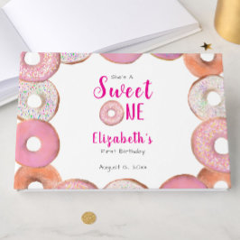 Livro De Visitas Custom Sweet One Donut First Birthday Pink