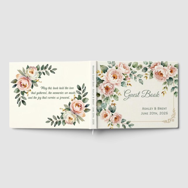 Livro De Visitas Customizable Floral Wedding Guest Book (Completo)