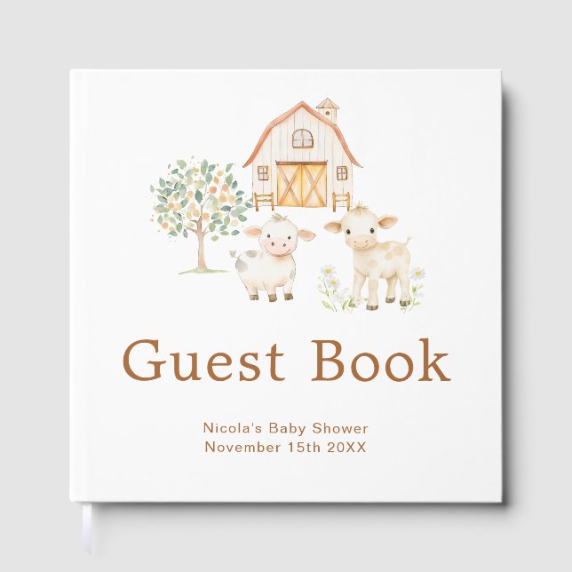 Livro De Visitas Cute Farm Barn Baby Shower (Frente)