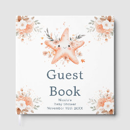 Livro De Visitas Cute Floral Starfish Baby Shower