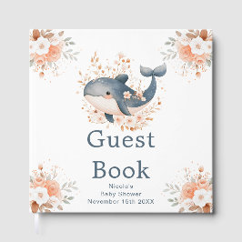 Livro De Visitas Cute Floral Whale Baby Shower