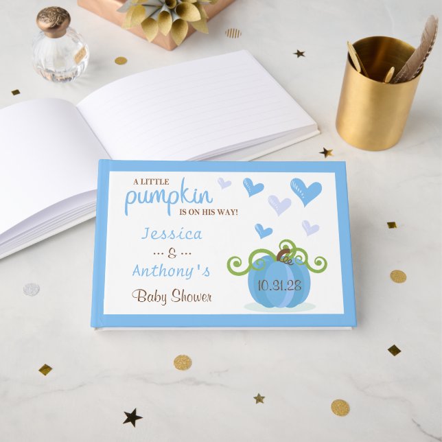 Livro De Visitas Cute Little Pumpkin Baby Shower (Frente aberta)