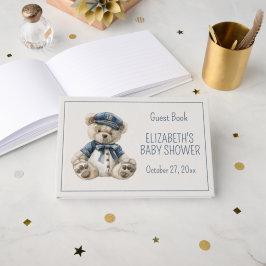 Livro De Visitas Cute Nautical Blue Baby Bear Baby Shower