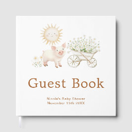 Livro De Visitas Cute Pig Wheelbarrow Baby Shower