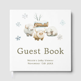Livro De Visitas Cute Winter Arctic Cow Baby Shower 