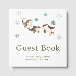 Livro De Visitas Cute Winter Arctic Whale Baby Shower