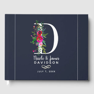 Livro De Visitas D Letra Inicial Monograma Floral Nome Casamento