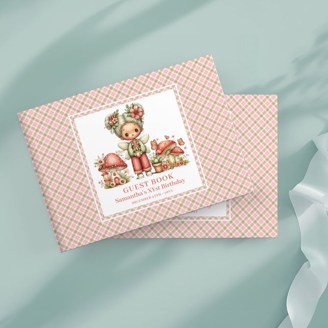 Livro de Visitas da Fada Caprichosa no 4º Aniversá (Whimsy Fairy 4th Birthday Blush Flowers Guest Book)
