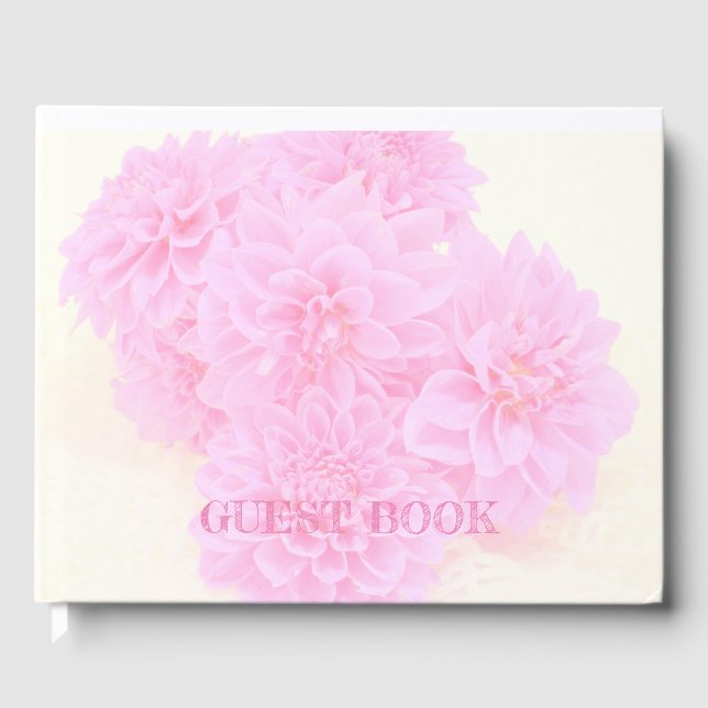 Livro De Visitas Dahlias Em Rosa Suave (Frente)