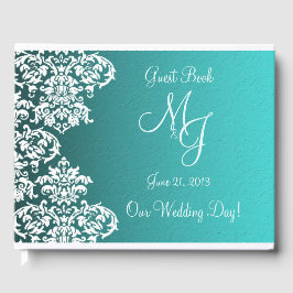 Livro De Visitas Damask Turquoise Weding Guest Book