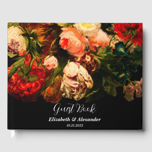 Livro De Visitas Dark romantic moody elegant floral wedding (Frente)