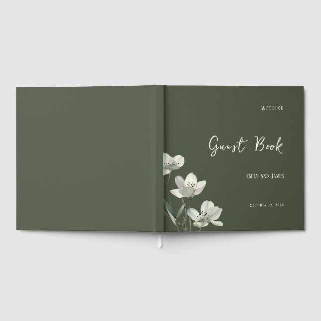 Livro De Visitas Dark Sage Green Botanical Wedding (Completo)