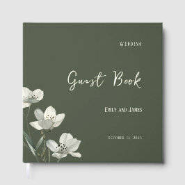 Livro De Visitas Dark Sage Green Botanical Wedding