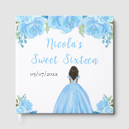Livro De Visitas Dark Skin Princess Blue Sweet Sixteen Guest Book