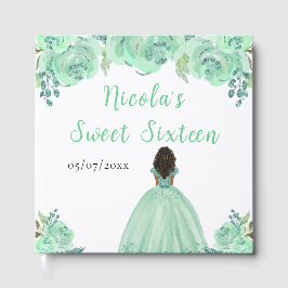 Livro De Visitas Dark Skin Princess Mint Sweet Sixteen Guest Book