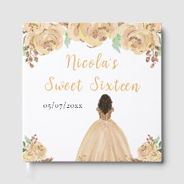 Livro De Visitas Dark Skin Princess Peach Sweet Sixteen Guest Book