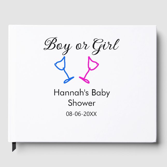 Livro De Visitas Data do nome do chá de fraldas rosa ou azul (Frente)