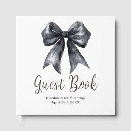Livro de Visitas de Aniversário com Laço de Coquet