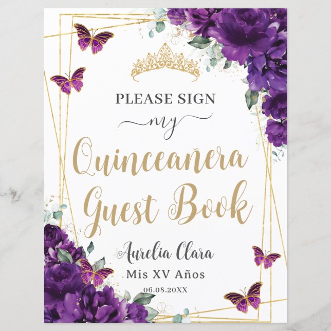 Livro de Visitas de Aniversário de 15 Anos Lilás E (Frente)